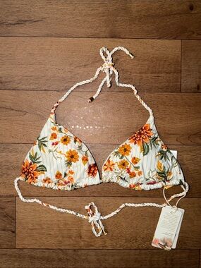Agua Bendita Size Large Lolita Sunbaze Embroidered Bikini Top Multicolor NWT L